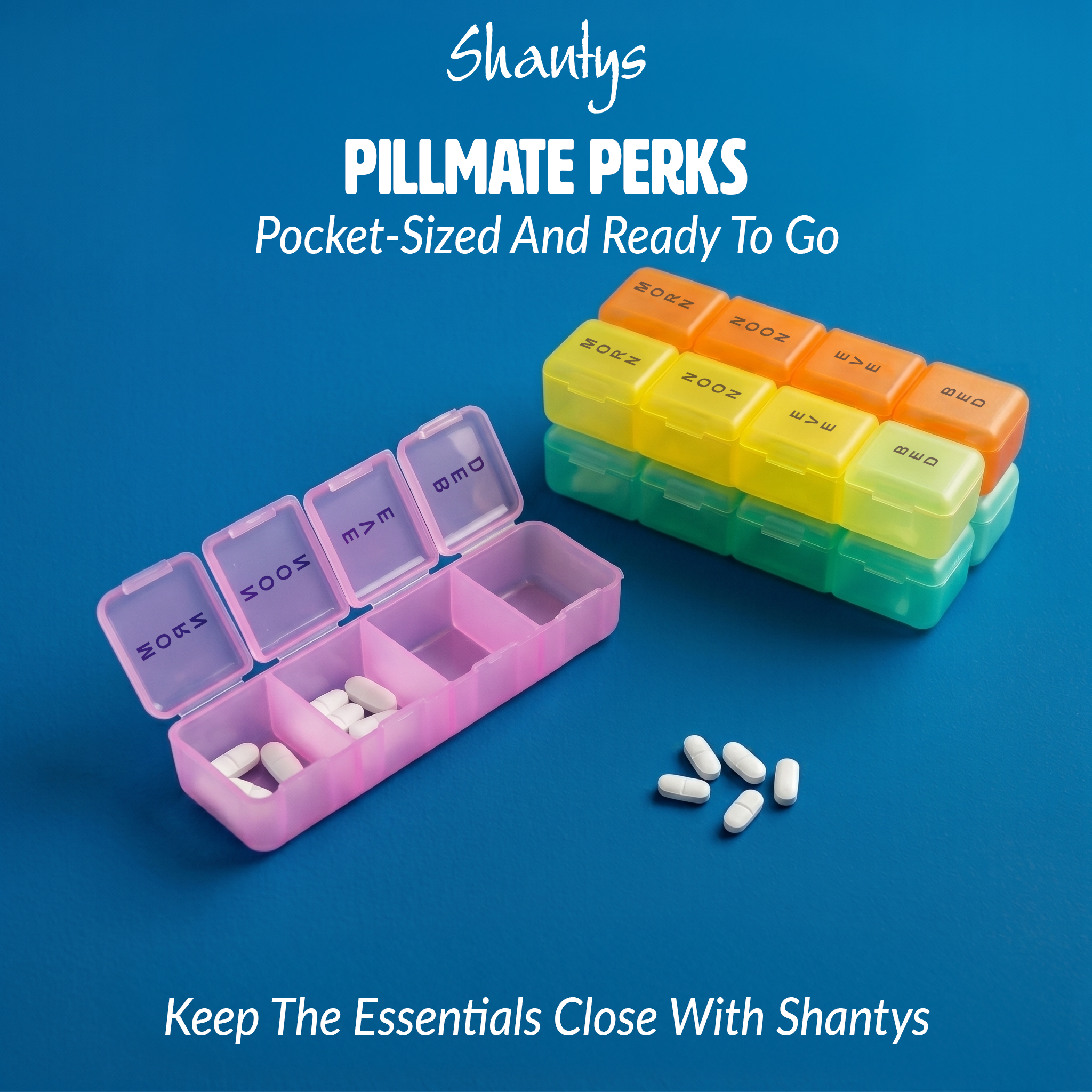 PillMate Perks – Daily Travel Pill Box, Shantys PillMate Day Out (19026)