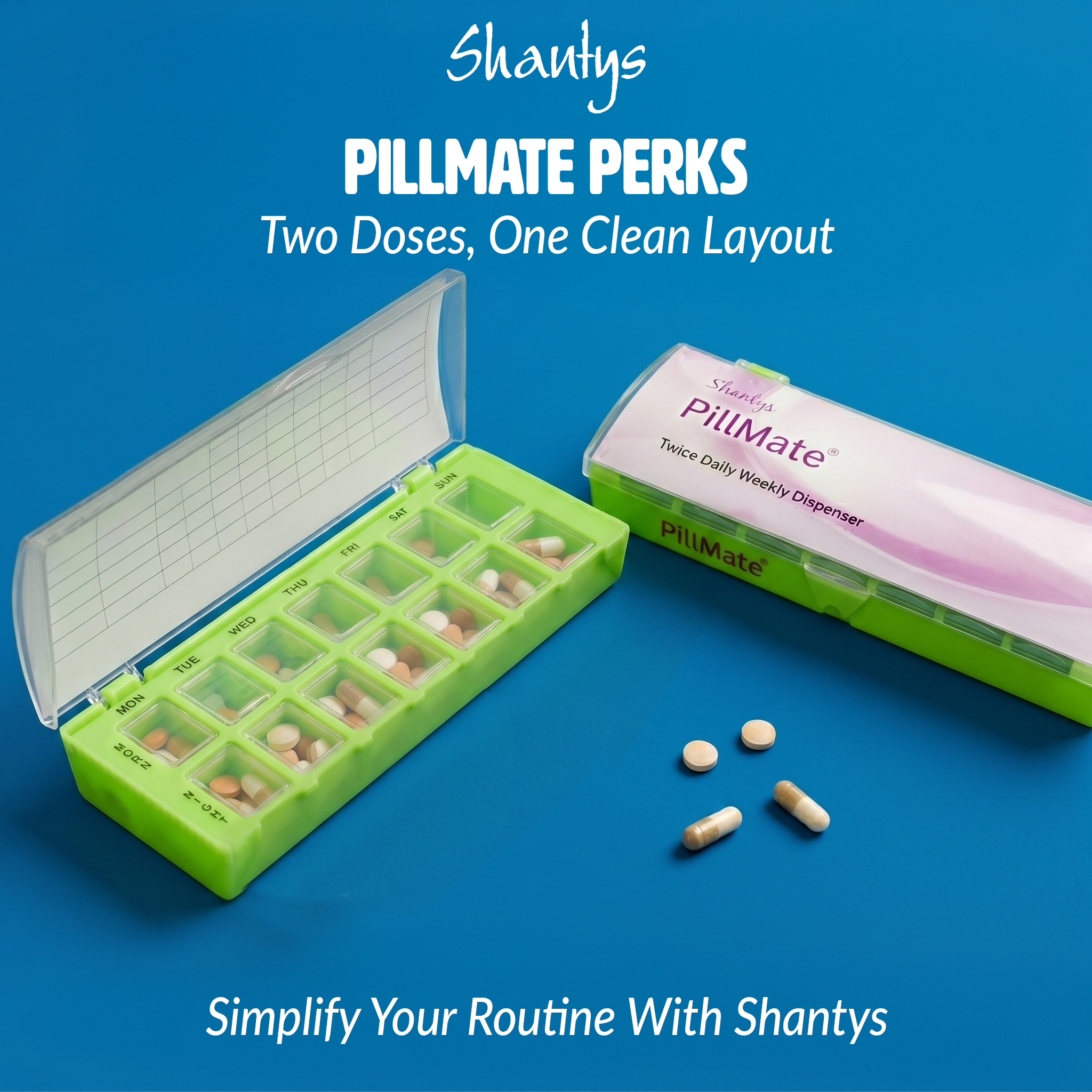 Pillmate Perks Twice Daily Dose Weekly Pill Box Shantys Pillmate 19024v01 002